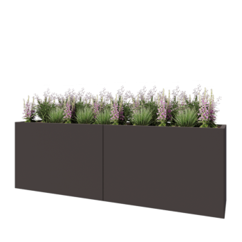 Jardinieră XXL din oțel - Dreptunghiular - 240 x 50 x 80 cm - Altă culoare RAL - Cu placă de bază