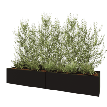 Jardinieră XXL din oțel - Dreptunghiular - 240 x 60 x 40 cm - RAL9005 mat (negru) - Cu placă de bază