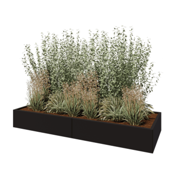 Jardinieră XXL din oțel - Dreptunghiular - 240 x 80 x 30 cm - RAL9005 mat (negru) - Fără placă de bază