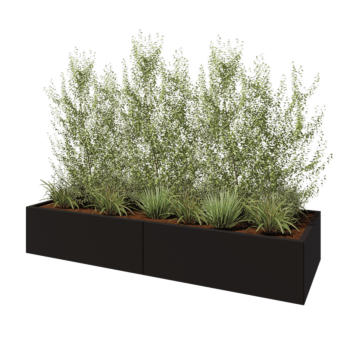 Jardinieră XXL din oțel - Dreptunghiular - 240 x 80 x 40 cm - RAL9005 mat (negru) - Fără placă de bază