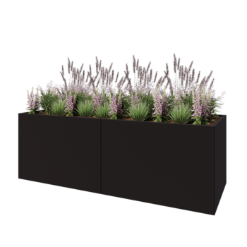 Jardinieră XXL din oțel - Dreptunghiular - 240 x 80 x 80 cm - RAL9005 mat (negru) - Cu placă de bază