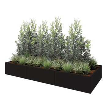 Jardinieră XXL din oțel - Dreptunghiular - 300 x 120 x 40 cm - RAL9005 mat (negru) - Fără placă de bază