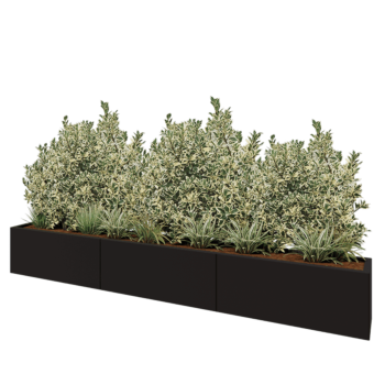 Jardinieră XXL din oțel - Dreptunghiular - 300 x 30 x 40 cm - RAL9005 mat (negru) - Fără placă de bază