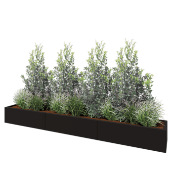 Jardinieră XXL din oțel - Dreptunghiular - 300 x 40 x 30 cm - RAL9005 mat (negru) - Fără placă de bază