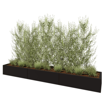 Jardinieră XXL din oțel - Dreptunghiular - 300 x 50 x 30 cm - RAL9005 mat (negru) - Cu placă de bază