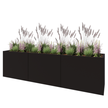 Jardinieră XXL din oțel - Dreptunghiular - 300 x 60 x 80 cm - RAL9005 mat (negru) - Fără placă de bază