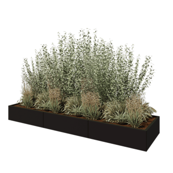 Jardinieră XXL din oțel - Dreptunghiular - 300 x 80 x 30 cm - RAL9005 mat (negru) - Fără placă de bază