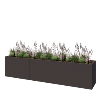 Jardinieră XXL din oțel - Dreptunghiular - 360 x 60 x 80 cm - Altă culoare RAL - Cu placă de bază