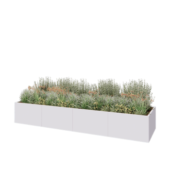 Jardinieră XXL din oțel - Dreptunghiular - 400 x 100 x 60 cm - RAL9010 mat (alb) - Fără placă de bază