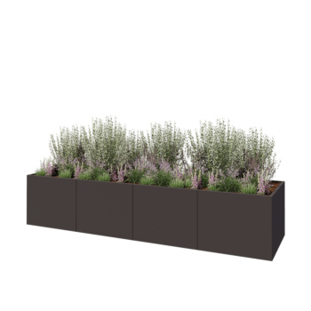 Jardinieră XXL din oțel - Dreptunghiular - 400 x 100 x 80 cm - RAL7016 mat (gri antracit) - Fără placă de bază