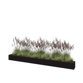 Jardinieră XXL din oțel - Dreptunghiular - 400 x 30 x 30 cm - RAL9005 mat (negru) - Fără placă de bază