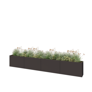 Jardinieră XXL din oțel - Dreptunghiular - 400 x 30 x 60 cm - RAL7016 mat (gri antracit) - Cu placă de bază