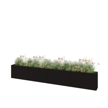 Jardinieră XXL din oțel - Dreptunghiular - 400 x 30 x 60 cm - RAL9005 mat (negru) - Cu placă de bază