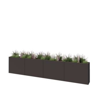 Jardinieră XXL din oțel - Dreptunghiular - 400 x 30 x 80 cm - Altă culoare RAL - Cu placă de bază