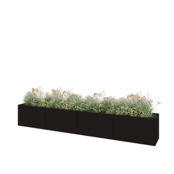 Jardinieră XXL din oțel - Dreptunghiular - 400 x 50 x 60 cm - RAL9005 mat (negru) - Fără placă de bază