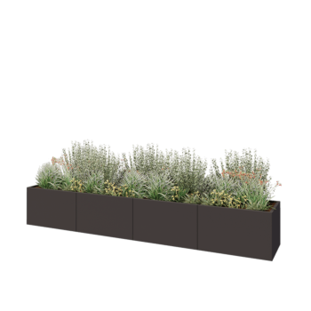 Jardinieră XXL din oțel - Dreptunghiular - 400 x 60 x 60 cm - Altă culoare RAL - Cu placă de bază