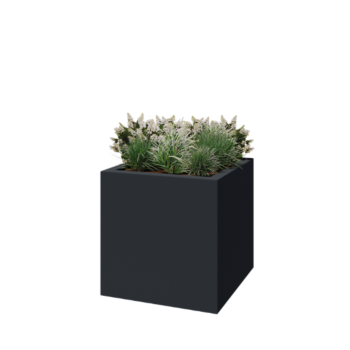 Jardinieră din fibră de sticlă - Pătrat - 100 x 100 x 100 cm - RAL7021 mat (gri negru) - Cu fund