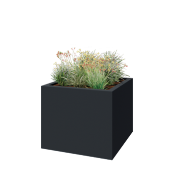 Jardinieră din fibră de sticlă - Pătrat - 120 x 120 x 100 cm - RAL7021 mat (gri negru) - Cu fund