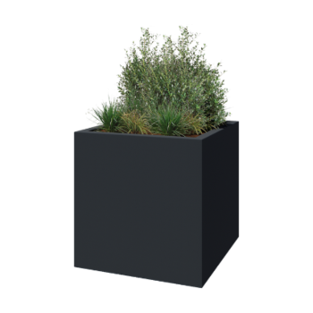 Jardinieră din fibră de sticlă - Pătrat - 120 x 120 x 120 cm - RAL7021 mat (gri negru) - Cu fund