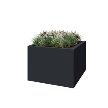 Jardinieră din fibră de sticlă - Pătrat - 140 x 140 x 100 cm - RAL7021 mat (gri negru) - Cu fund