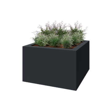 Jardinieră din fibră de sticlă - Pătrat - 160 x 160 x 100 cm - RAL7021 mat (gri negru) - Cu fund