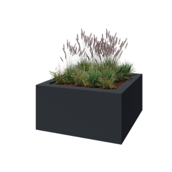 Jardinieră din fibră de sticlă - Pătrat - 160 x 160 x 80 cm - RAL7021 mat (gri negru) - Cu fund