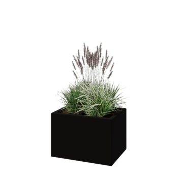 Jardinieră din fibră de sticlă - Dreptunghi - 60 x 40 x 40 cm - RAL9005 mat (negru) - Cu fund