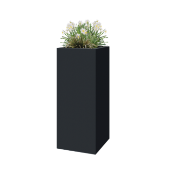 Jardinieră din fibră de sticlă - Pătrat - 50 x 50 x 120 cm - RAL7021 mat (gri negru) - Cu fund