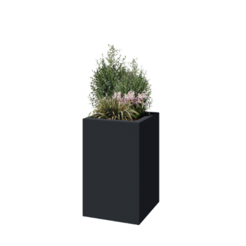 Jardinieră din fibră de sticlă - Pătrat - 50 x 50 x 80 cm - RAL7021 mat (gri negru) - Cu fund