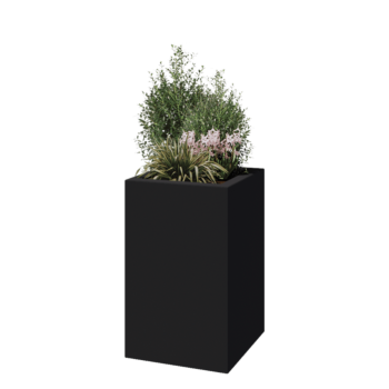 Jardinieră din fibră de sticlă - Pătrat - 50 x 50 x 80 cm - RAL7021 mat (gri negru) - Cu fund