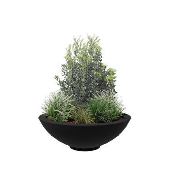 Jardinieră din fibră de sticlă - Vas - Ø 120 x 40 cm - RAL7021 mat (gri negru) - Cu fund