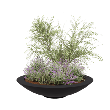 Jardinieră din fibră de sticlă - Vas - Ø 153 x 34 cm - RAL7021 mat (gri negru) - Cu fund