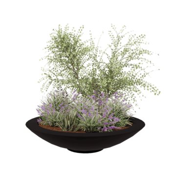 Jardinieră din fibră de sticlă - Vas - Ø 153 x 34 cm - RAL9005 mat (negru) - Cu fund