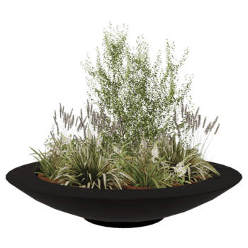 Jardinieră din fibră de sticlă - Vas - Ø 200 x 40 cm - RAL9005 mat (negru) - Cu fund