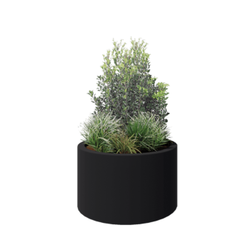 Jardinieră din fibră de sticlă - Rotund - Ø 100 x 60 cm - RAL7021 mat (gri negru) - Cu fund