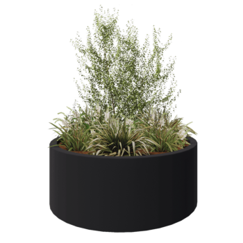 Jardinieră din fibră de sticlă - Rotund - Ø 150 x 60 cm - RAL7021 mat (gri negru) - Cu fund