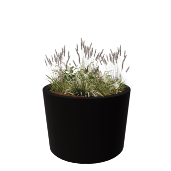 Jardinieră din fibră de sticlă - Conic - Ø 120 x 80 cm - RAL9005 mat (negru) - Cu fund