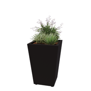 Jardinieră din oțel - Conic - 60 x 60 x 81,5 cm - Sudat - RAL9005 mat (negru) - Cu placă de bază