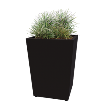 Jardinieră din oțel - Conic - 80 x 80 x 101,5 cm - Sudat - RAL9005 mat (negru) - Cu placă de bază