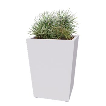 Jardinieră din oțel - Conic - 80 x 80 x 101,5 cm - Sudat - RAL9010 mat (alb) - Cu placă de bază