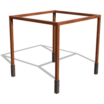 Pergolă din oțel corten configurație pătrat 324 x 300 cm