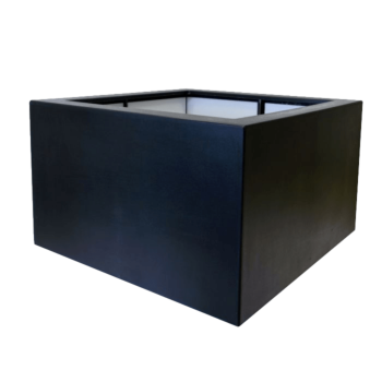 Jardinieră din fibră de sticlă - Pătrat - 120 x 120 x 60 cm - RAL9005 mat (negru) - Cu fund