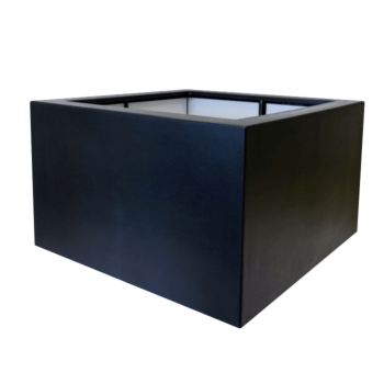 Jardinieră din fibră de sticlă - Pătrat - 140 x 140 x 80 cm - RAL9005 mat (negru) - Cu fund