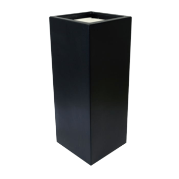 Jardinieră din fibră de sticlă - Pătrat - 40 x 40 x 120 cm - RAL9005 mat (negru) - Cu fund