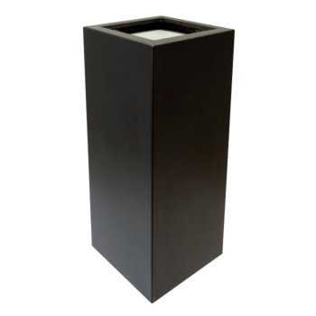 Jardinieră din fibră de sticlă - Pătrat - 50 x 50 x 120 cm - RAL9005 mat (negru) - Cu fund
