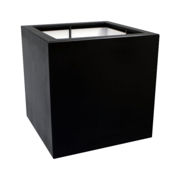 Jardinieră din fibră de sticlă - Pătrat - 80 x 80 x 80 cm - RAL9005 mat (negru) - Cu fund