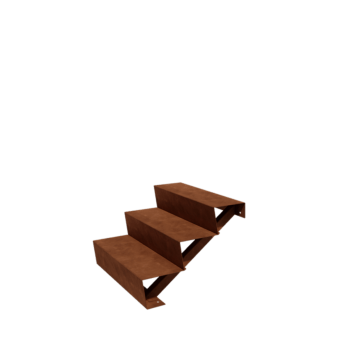 Treaptă de grădină din oțel corten - 3-trepte - 72 x 80 x 51 cm