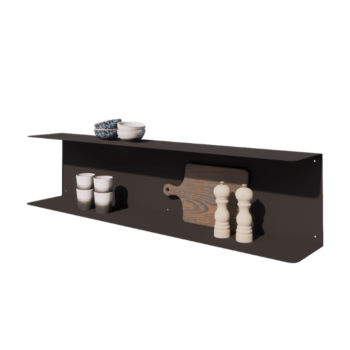 Raft de perete din oțel - Formă C - 120 x 20 x 28 cm - RAL9005 mat (negru)