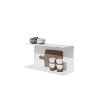 Raft de perete din oțel - Formă C - 60 x 20 x 28 cm - RAL9010 mat (alb)