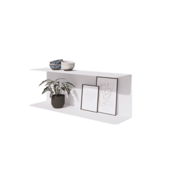 Raft de perete din oțel - Formă C - 80 x 20 x 28 cm - RAL9010 mat (alb)